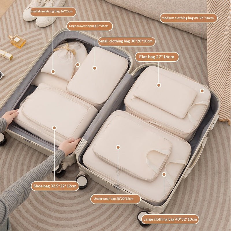 Full 6-piece packing cube set contents displayed